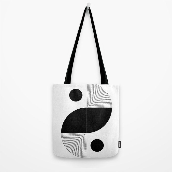 Abstract Black and White Minimalist Art Tote Bag Gallery Image 2