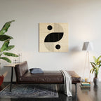 Abstract Black and White Minimalist Art Wood Wall Art Gallery Image 2
