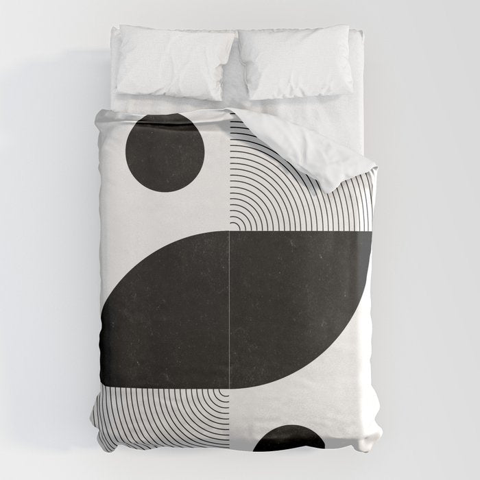 Abstract Black and White Minimalist Art Duvet Cover Gallery Image 6
