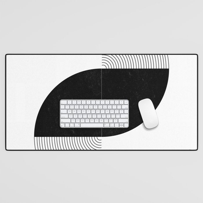 Abstract Black and White Minimalist Art Desk Mat Gallery Image 1