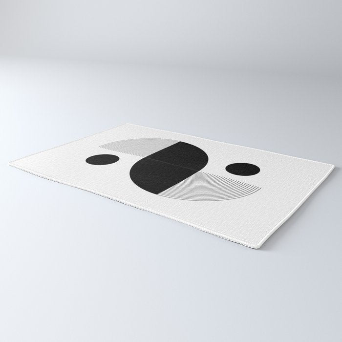 Abstract Black and White Minimalist Art Rug Gallery Image 3