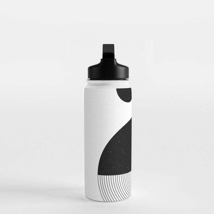 Abstract Black and White Minimalist Art Water Bottle Gallery Image 3
