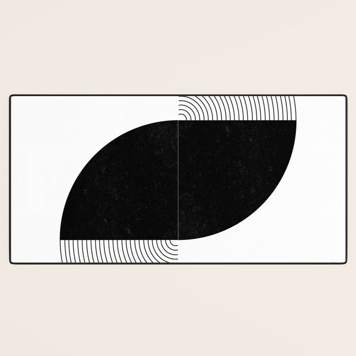 Abstract Black and White Minimalist Art Desk Mat Gallery Image 3