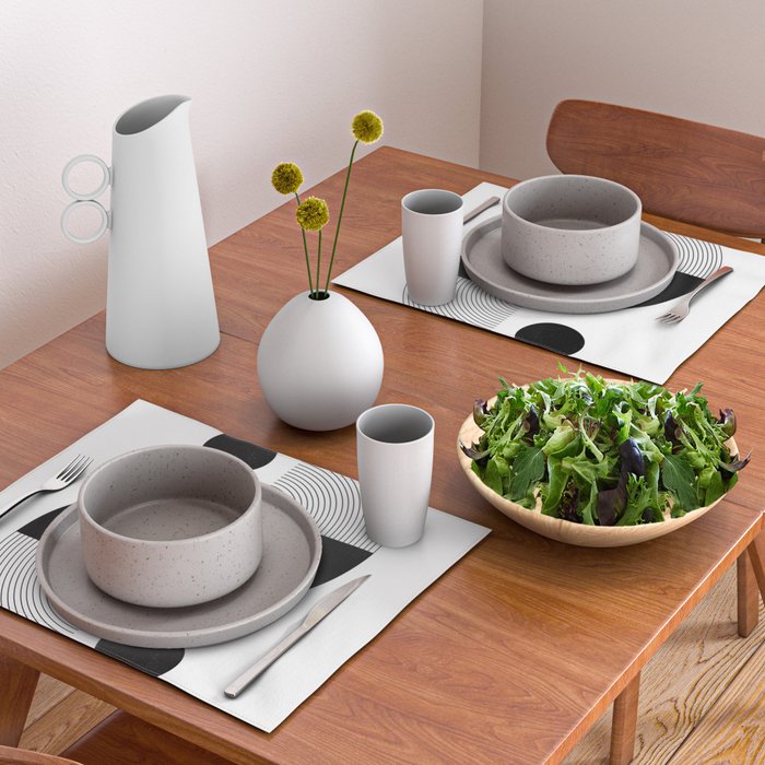 Abstract Black and White Minimalist Art Placemat Gallery Image 2