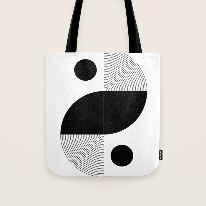 Abstract Black and White Minimalist Art Tote Bag Gallery Image 1