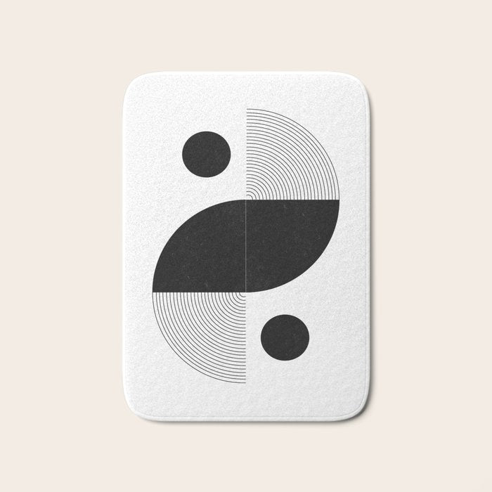 Abstract Black and White Minimalist Art Bath Mat Gallery Image 1