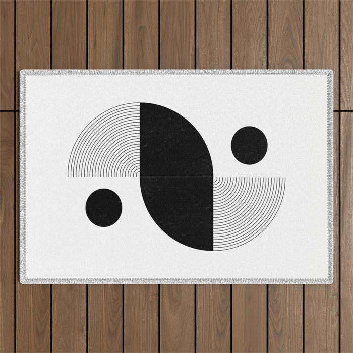 Abstract Black and White Minimalist Art Outdoor Rug Gallery Image 1