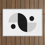 Abstract Black and White Minimalist Art Outdoor Rug Gallery Image 1