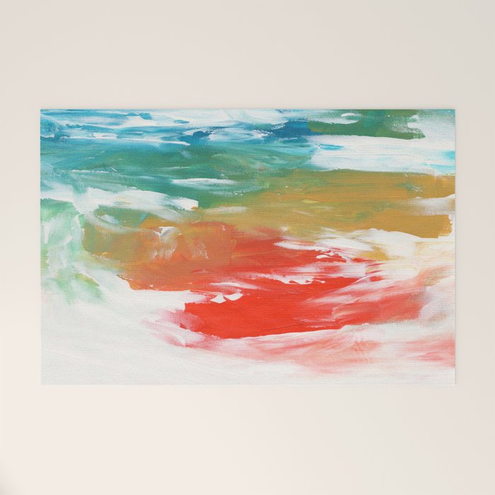 Ejaaz Haniff Colorful Abstract Acrylic Painting 'Storm In Paradise' Welcome Mat Gallery Image 1