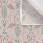 Palm Flamingos . Light Blush Wall Tapestry Gallery Image 3