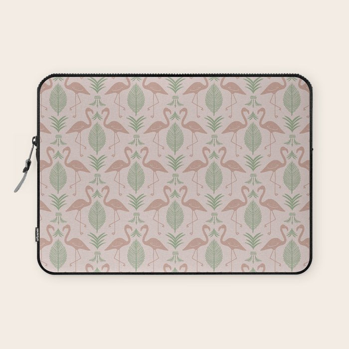 Palm Flamingos . Light Blush Laptop Sleeve Gallery Image 1