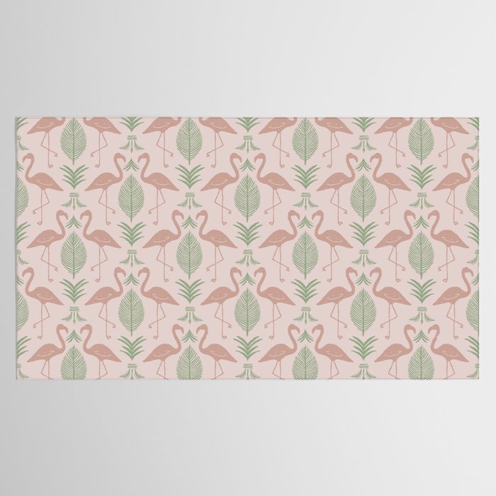Palm Flamingos . Light Blush Tablecloth Gallery Image 2