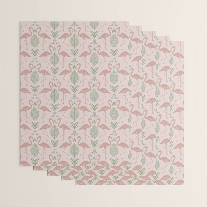 Palm Flamingos . Light Blush Wrapping Paper Gallery Image 3