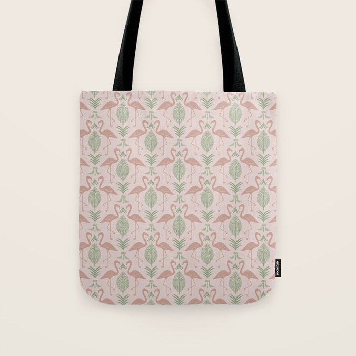Palm Flamingos . Light Blush Tote Bag Gallery Image 1