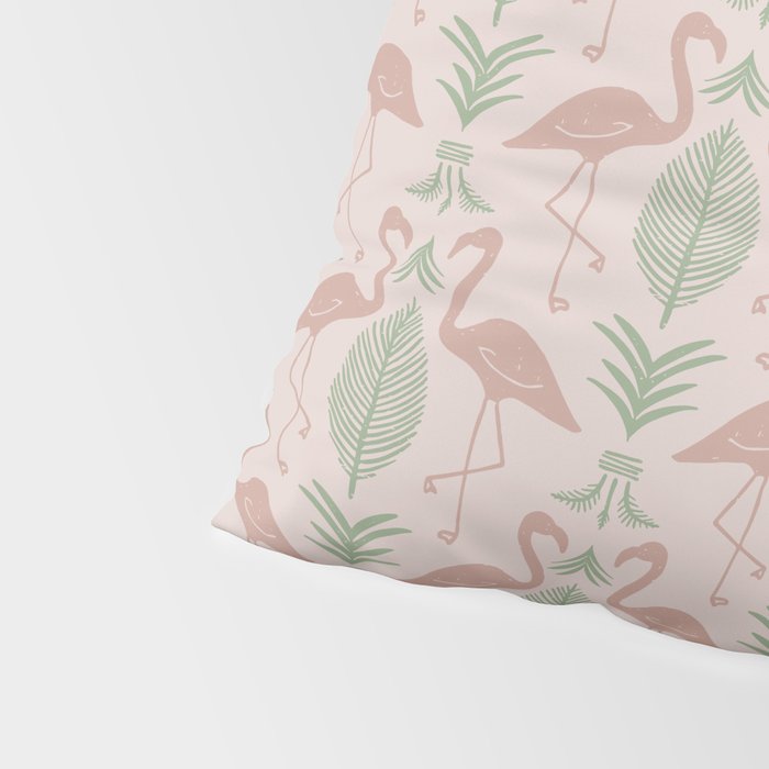 Palm Flamingos . Light Blush Pillow Sham Gallery Image 4