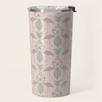 Palm Flamingos . Light Blush Travel Mug Gallery Image 2
