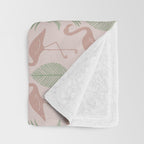 Palm Flamingos . Light Blush Throw Blanket Gallery Image 3