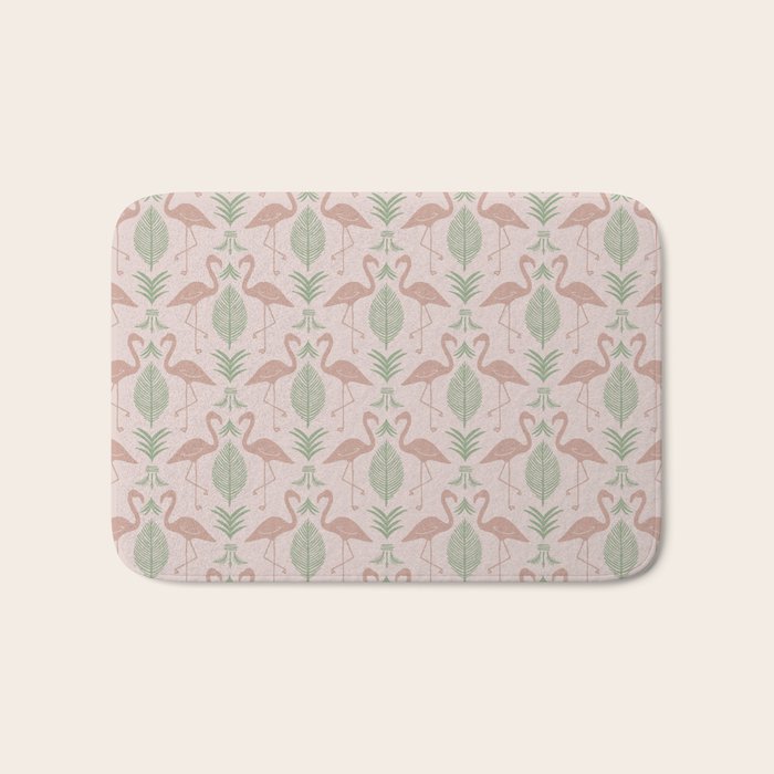 Palm Flamingos . Light Blush Bath Mat Gallery Image 1