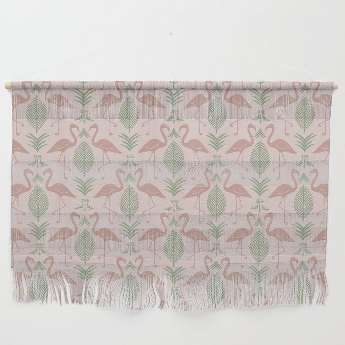 Palm Flamingos . Light Blush Wall Hanging Gallery Image 1