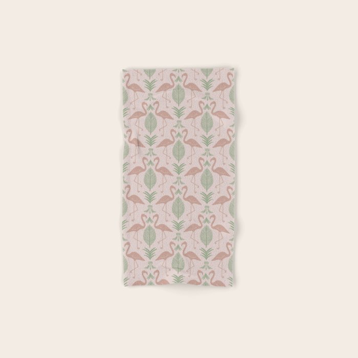 Palm Flamingos . Light Blush Bath Towel Gallery Image 1