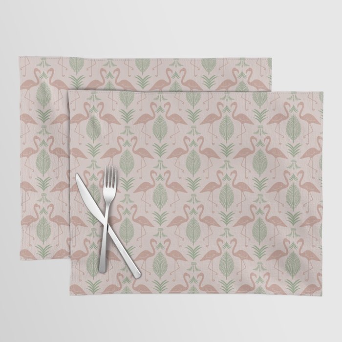 Palm Flamingos . Light Blush Placemat Gallery Image 1