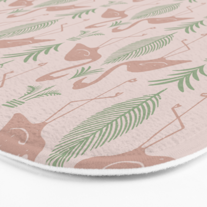 Palm Flamingos . Light Blush Bath Mat Gallery Image 3