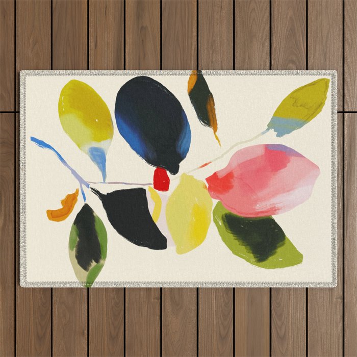 Minimal Abstract Colorful Plant Outdoor Rug Gallery Image 1