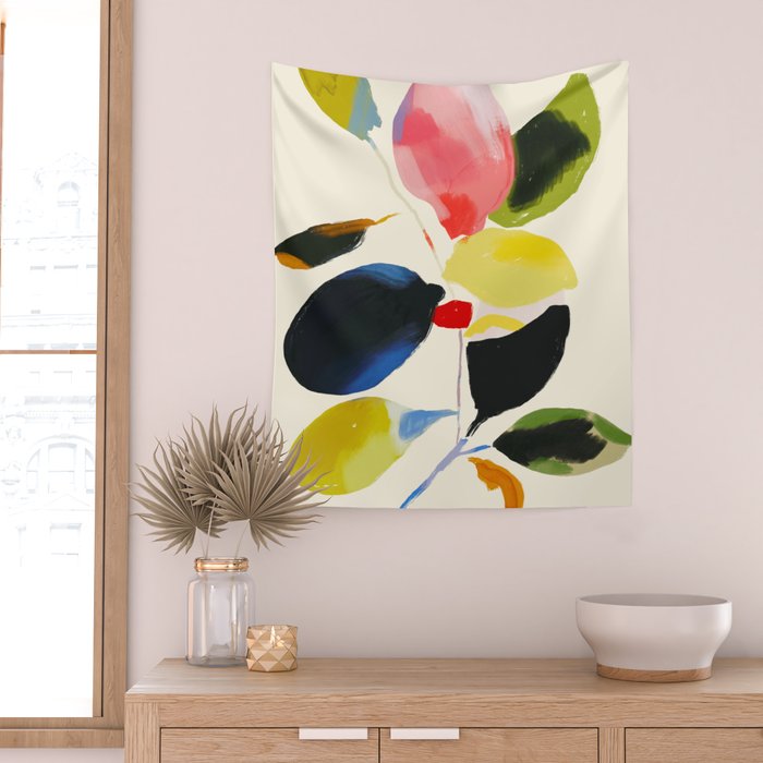 Minimal Abstract Colorful Plant Wall Tapestry Gallery Image 2