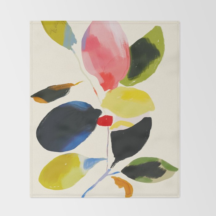 Minimal Abstract Colorful Plant Throw Blanket Gallery Image 2