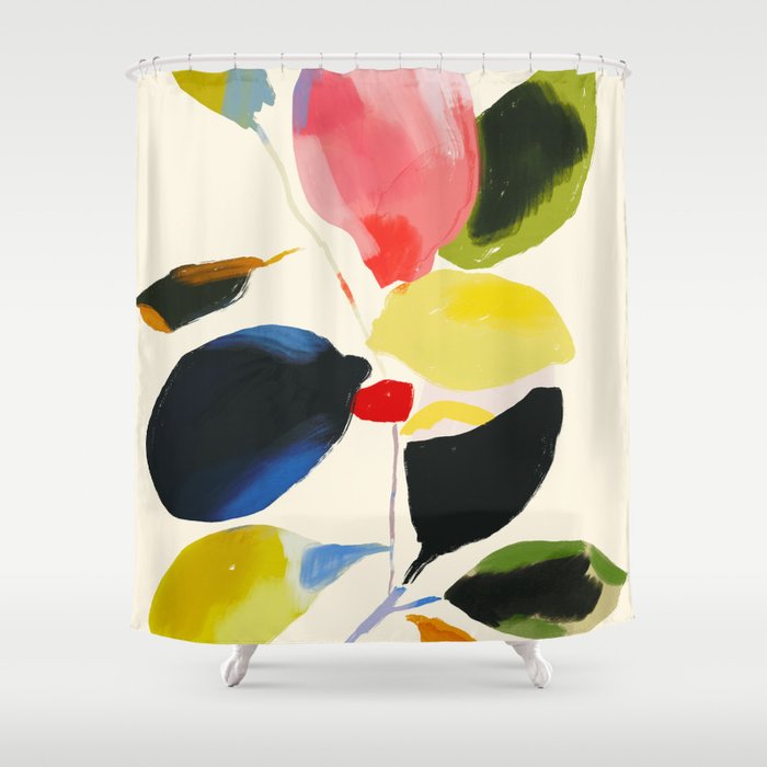 Minimal Abstract Colorful Plant Shower Curtain Gallery Image 1