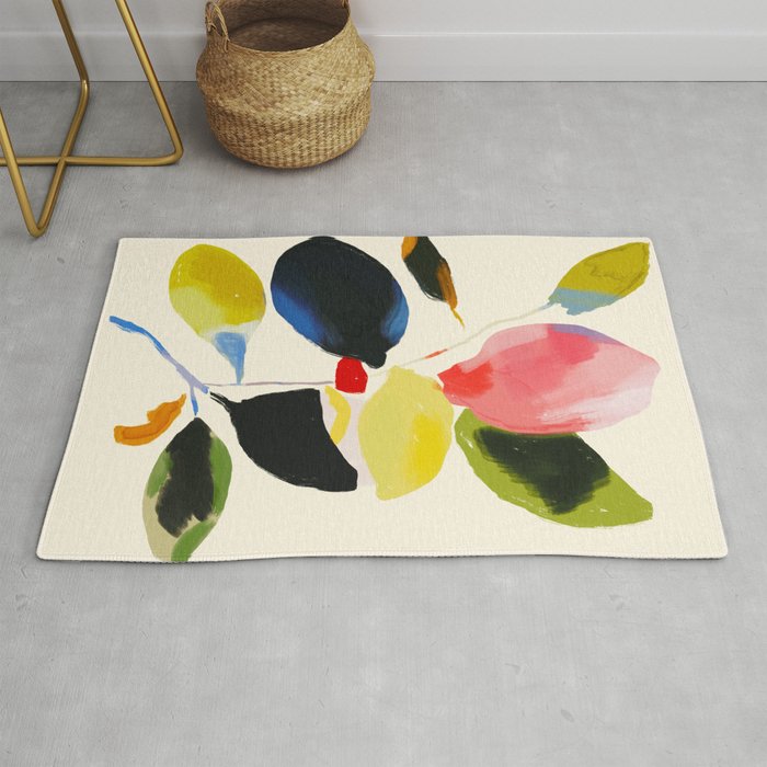 Minimal Abstract Colorful Plant Rug Gallery Image 1