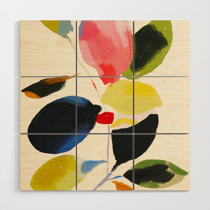 Minimal Abstract Colorful Plant Wood Wall Art Gallery Image 1