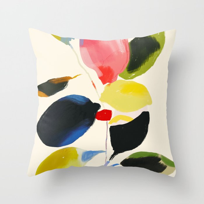 Minimal Abstract Colorful Plant Throw Pillow Gallery Image 1