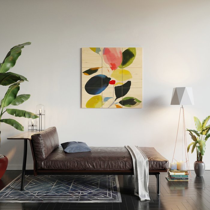 Minimal Abstract Colorful Plant Wood Wall Art Gallery Image 2
