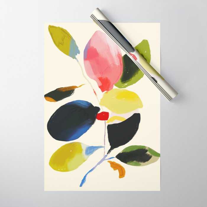 Minimal Abstract Colorful Plant Wrapping Paper Gallery Image 1