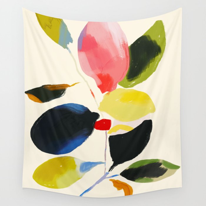 Minimal Abstract Colorful Plant Wall Tapestry Gallery Image 4