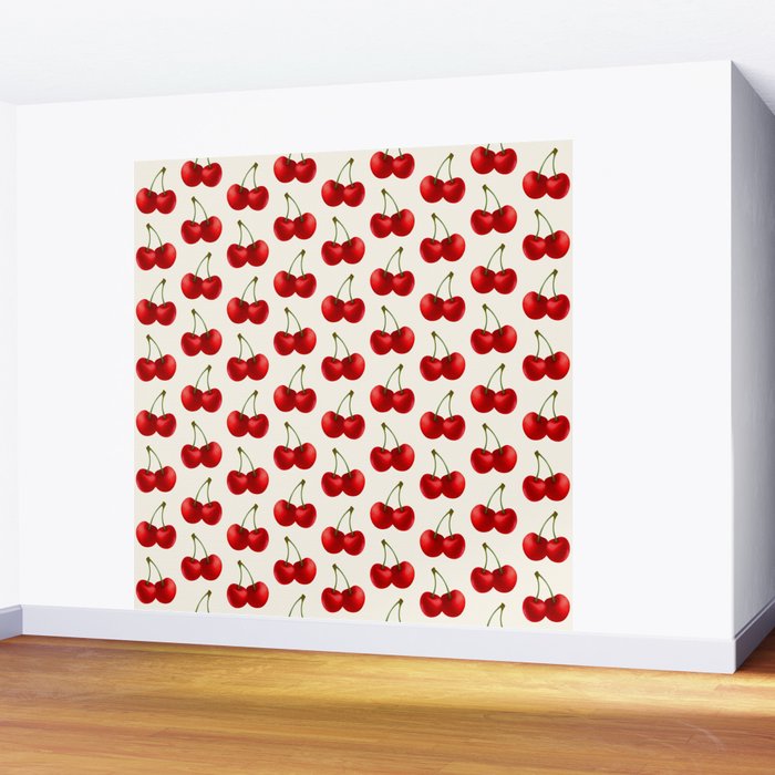 Y2K Cherries - Creme Pattern Large Wall Mural Gallery Image 2