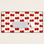 Y2K Cherries - Creme Pattern Large Desk Mat Gallery Image 1