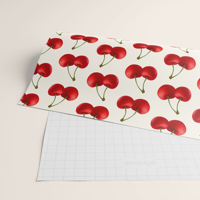Y2K Cherries - Creme Pattern Large Wrapping Paper Gallery Image 2