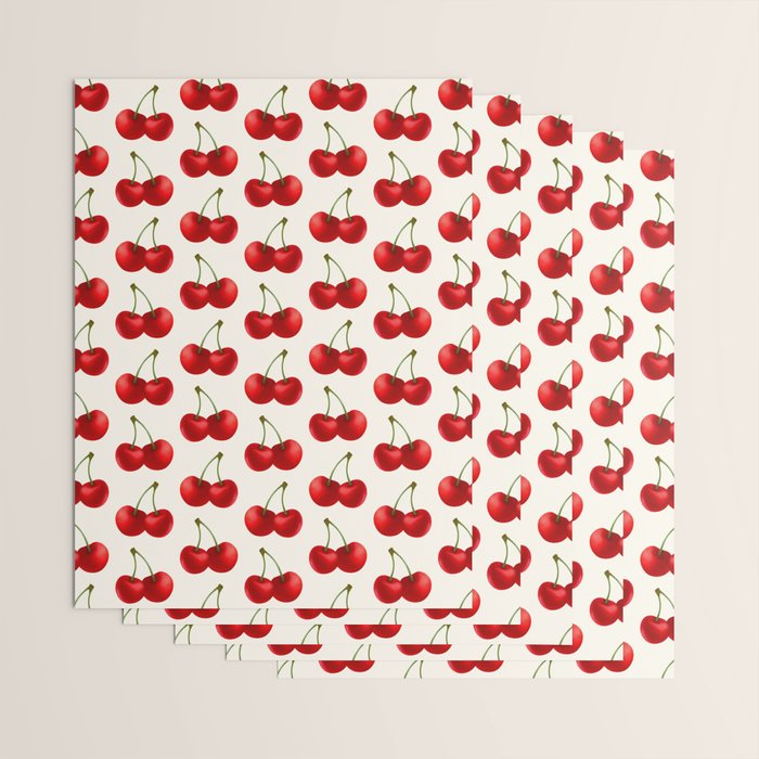 Y2K Cherries - Creme Pattern Large Wrapping Paper Gallery Image 3