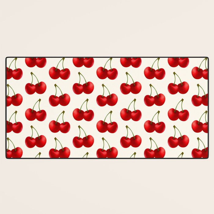 Y2K Cherries - Creme Pattern Large Desk Mat Gallery Image 3