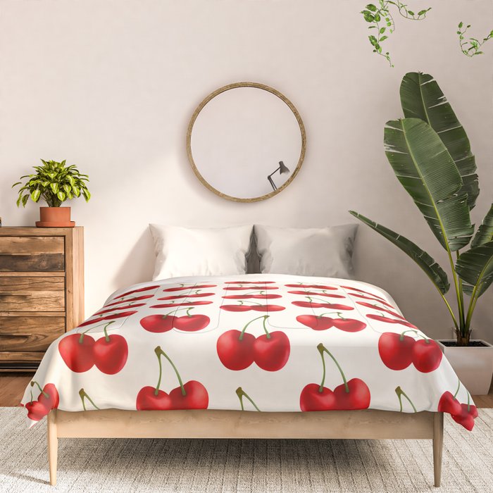 Y2K Cherries - Creme Pattern Large Comforter Gallery Image 3