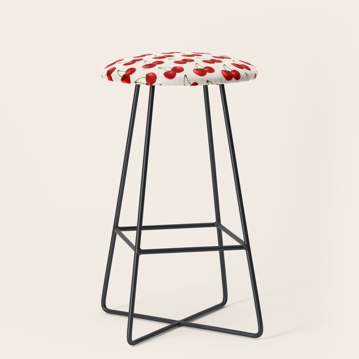 Y2K Cherries - Creme Pattern Large Stool Gallery Image 1