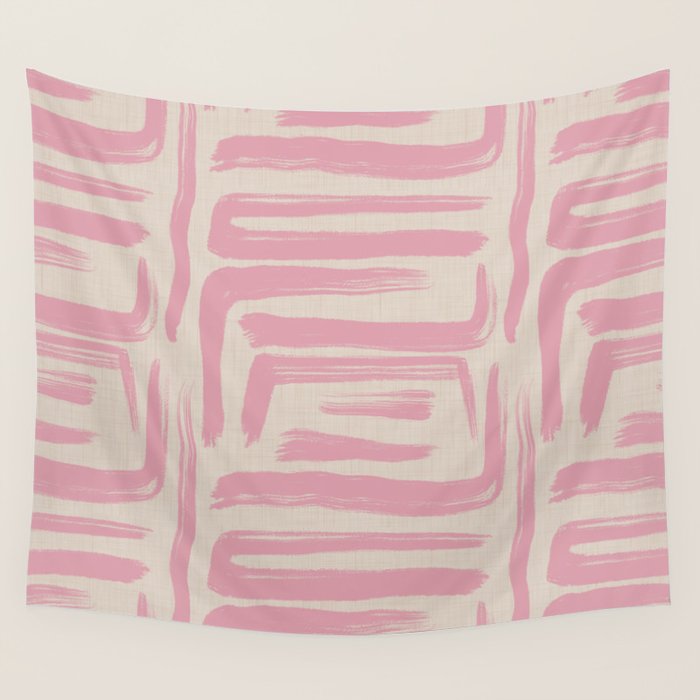 Blush Brushstrokes - Abstract Mid Century Modern Wall Tapestry Gallery Image 1