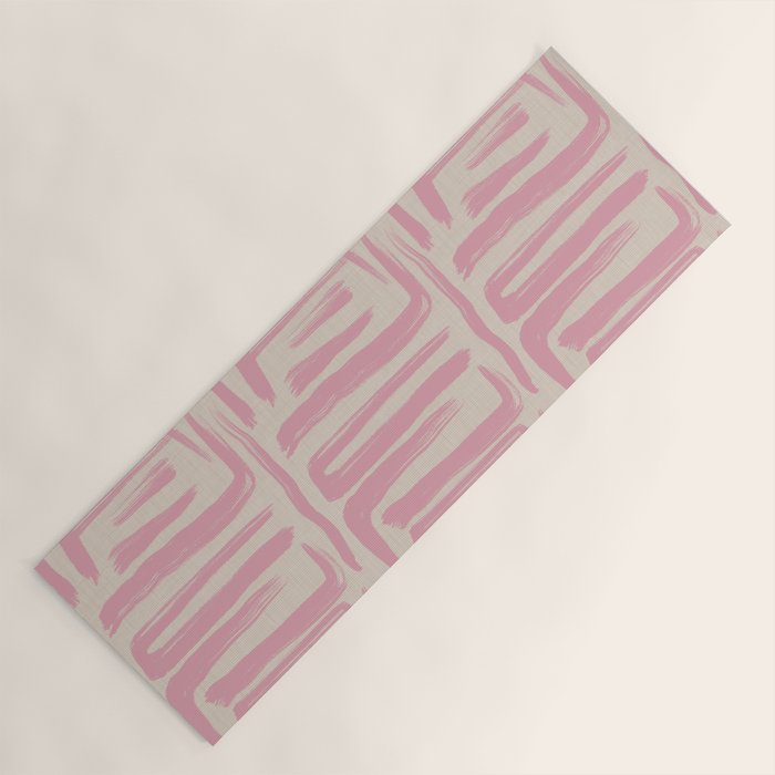 Blush Brushstrokes - Abstract Mid Century Modern Yoga Mat Gallery Image 1