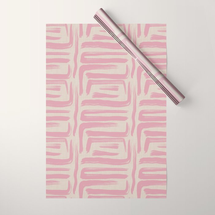 Blush Brushstrokes - Abstract Mid Century Modern Wrapping Paper Gallery Image 1