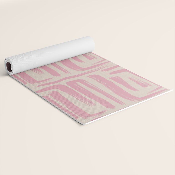 Blush Brushstrokes - Abstract Mid Century Modern Yoga Mat Gallery Image 2