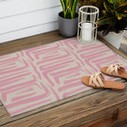 Blush Brushstrokes - Abstract Mid Century Modern Outdoor Rug Gallery Image 2
