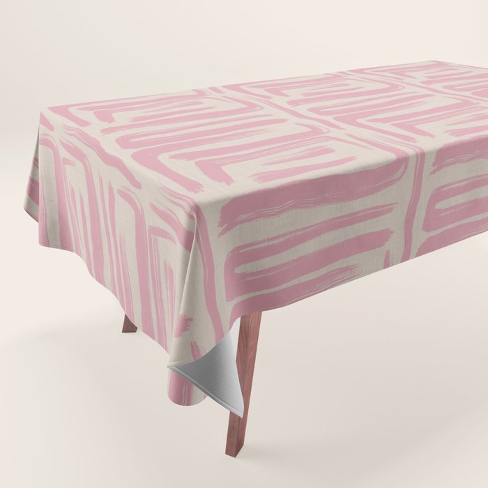 Blush Brushstrokes - Abstract Mid Century Modern Tablecloth Gallery Image 1
