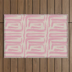 Blush Brushstrokes - Abstract Mid Century Modern Outdoor Rug Gallery Image 1